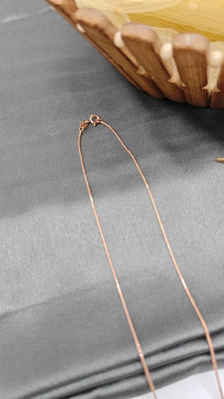 925 Silver Rose Gold Colour Pearl With White Stone Design Chain Pendant Set With Earrings