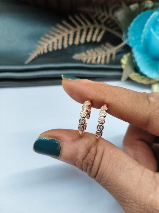 925 Silver Rose Gold Colour 5 White Stone Design Toe Rings