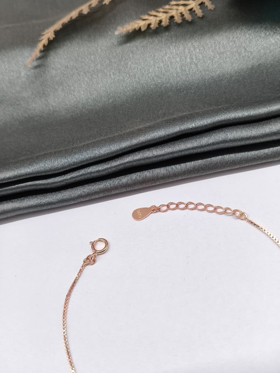 925 Silver Rose Gold Colour 4 Infinity Design White Stone Bracelet