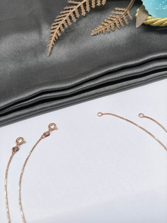 925 Silver Rose Gold Colour White Cutting Snake Design Italian Anklet Pair