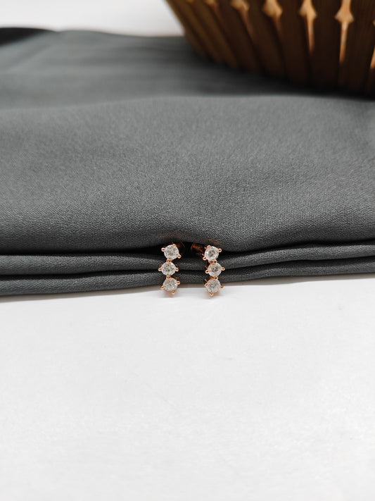 925 Silver Rose Gold 3 Dot Design Earrings