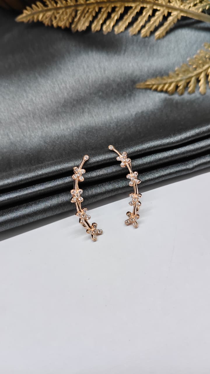 925 Silver Rose Gold Colour 4 Butterfly Design Ear Cuff/Bluetooth