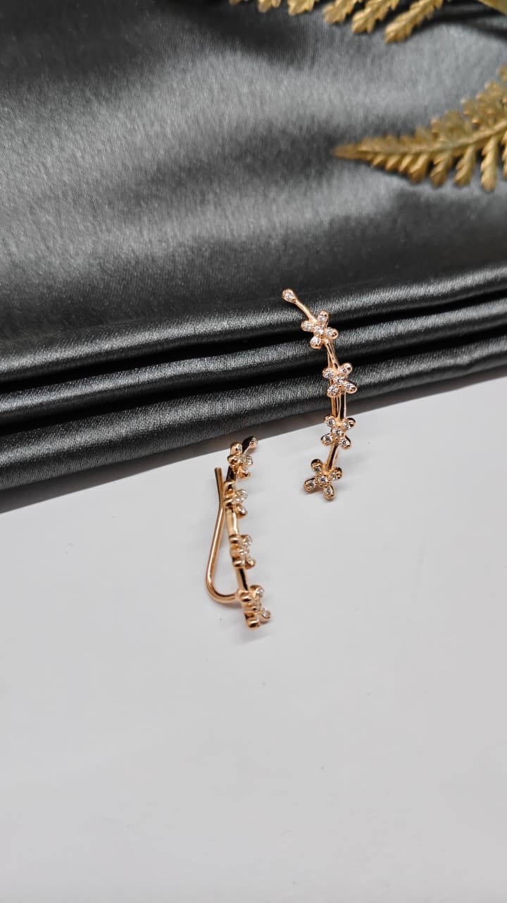 925 Silver Rose Gold Colour 4 Butterfly Design Ear Cuff/Bluetooth