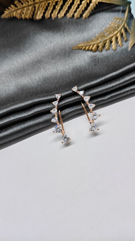 925 Silver Rose Gold Colour 6 Heart Design Ear Cuff/Bluetooth