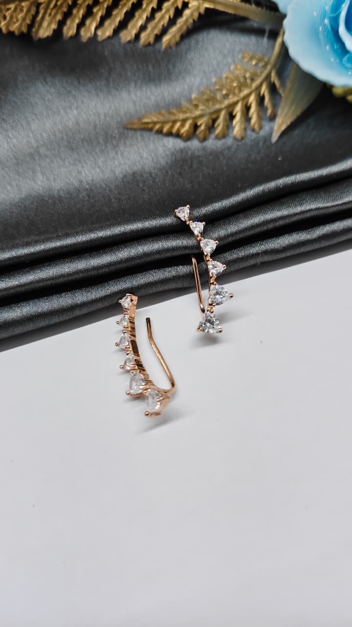 925 Silver Rose Gold Colour 6 Heart Design Ear Cuff/Bluetooth