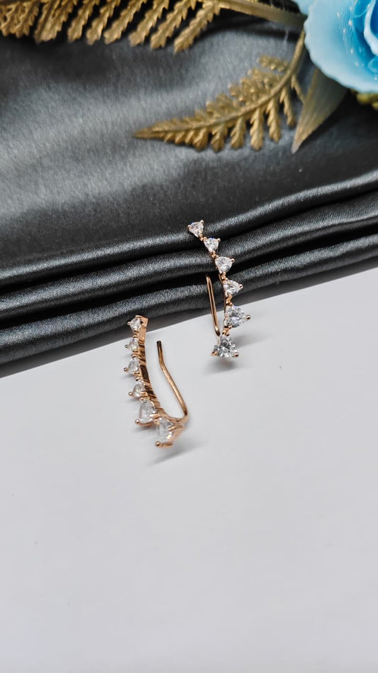 925 Silver Rose Gold Colour 6 Heart Design Ear Cuff/Bluetooth