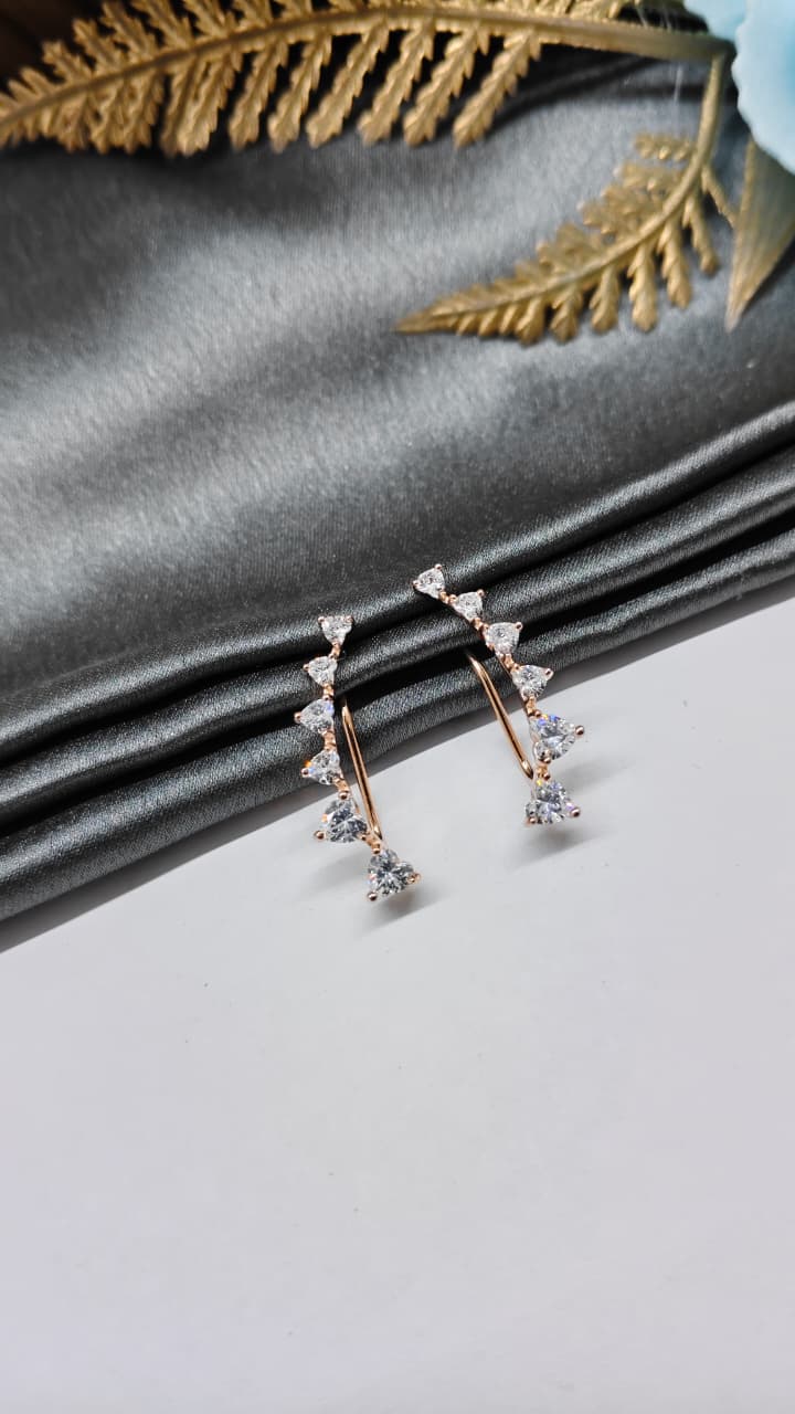 925 Silver Rose Gold Colour 6 Heart Design Ear Cuff/Bluetooth