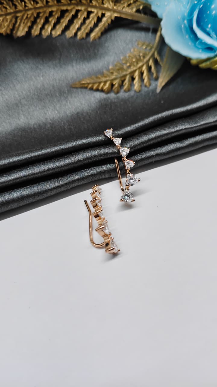 925 Silver Rose Gold Colour 6 Heart Design Ear Cuff/Bluetooth