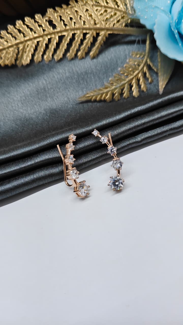 925 Silver Rose Gold Colour 5 Round Design Ear Cuff/Bluetooth