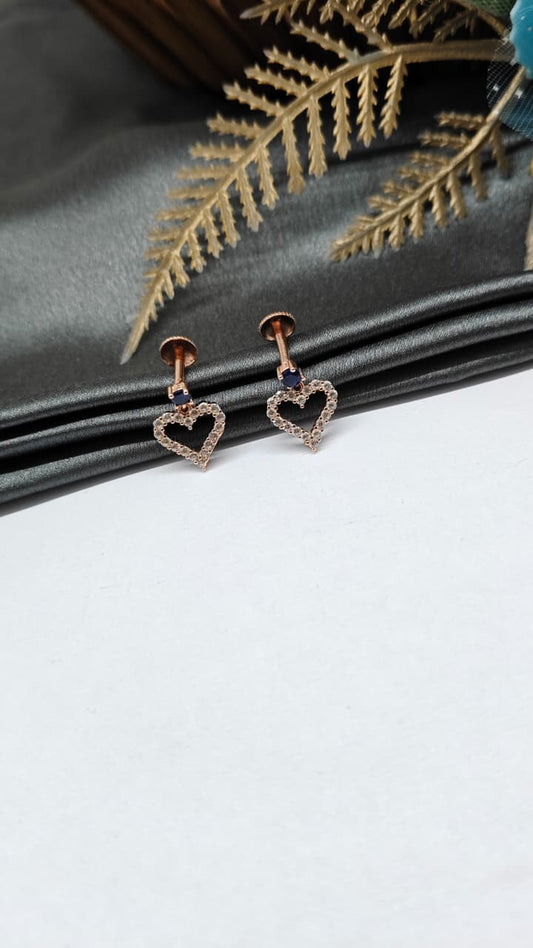 925 Silver Rose Gold White Stone Hanging Earrings