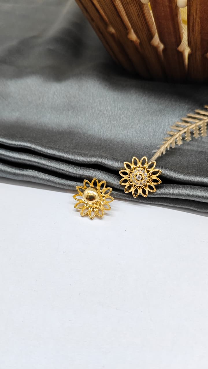 925 Silver Gold Colour White Stone Design Big Earrings