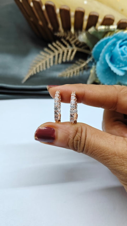 925 Silver Rose Gold Colour White Stone Balli / Earrings