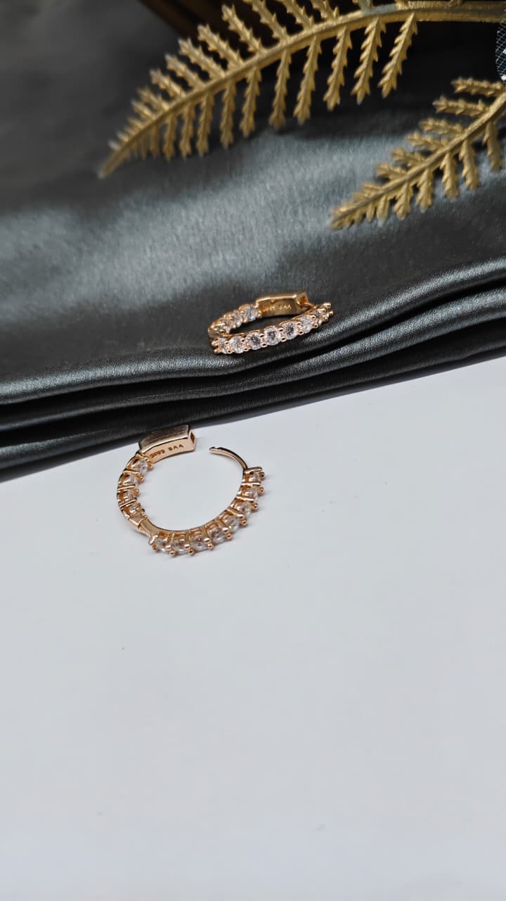 925 Silver Rose Gold Colour White Stone Balli / Earrings