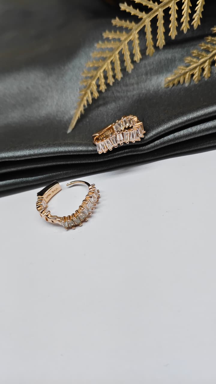 925 Silver Rose Gold Colour White Stone Balli / Earrings