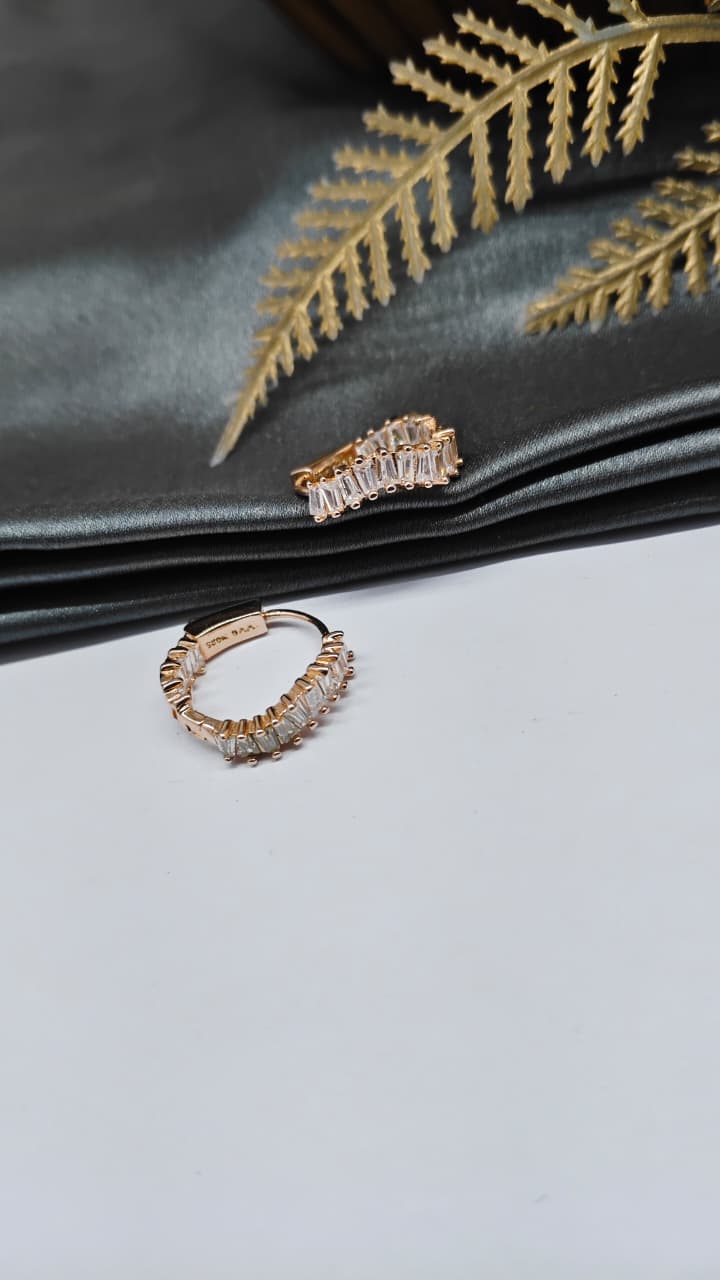 925 Silver Rose Gold Colour White Stone Balli / Earrings