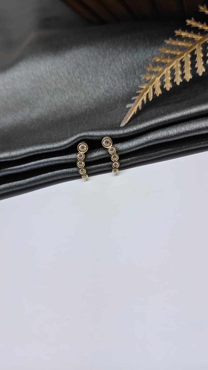 925 Silver Rose Gold 5 White Stone Design Bugadi Earrings