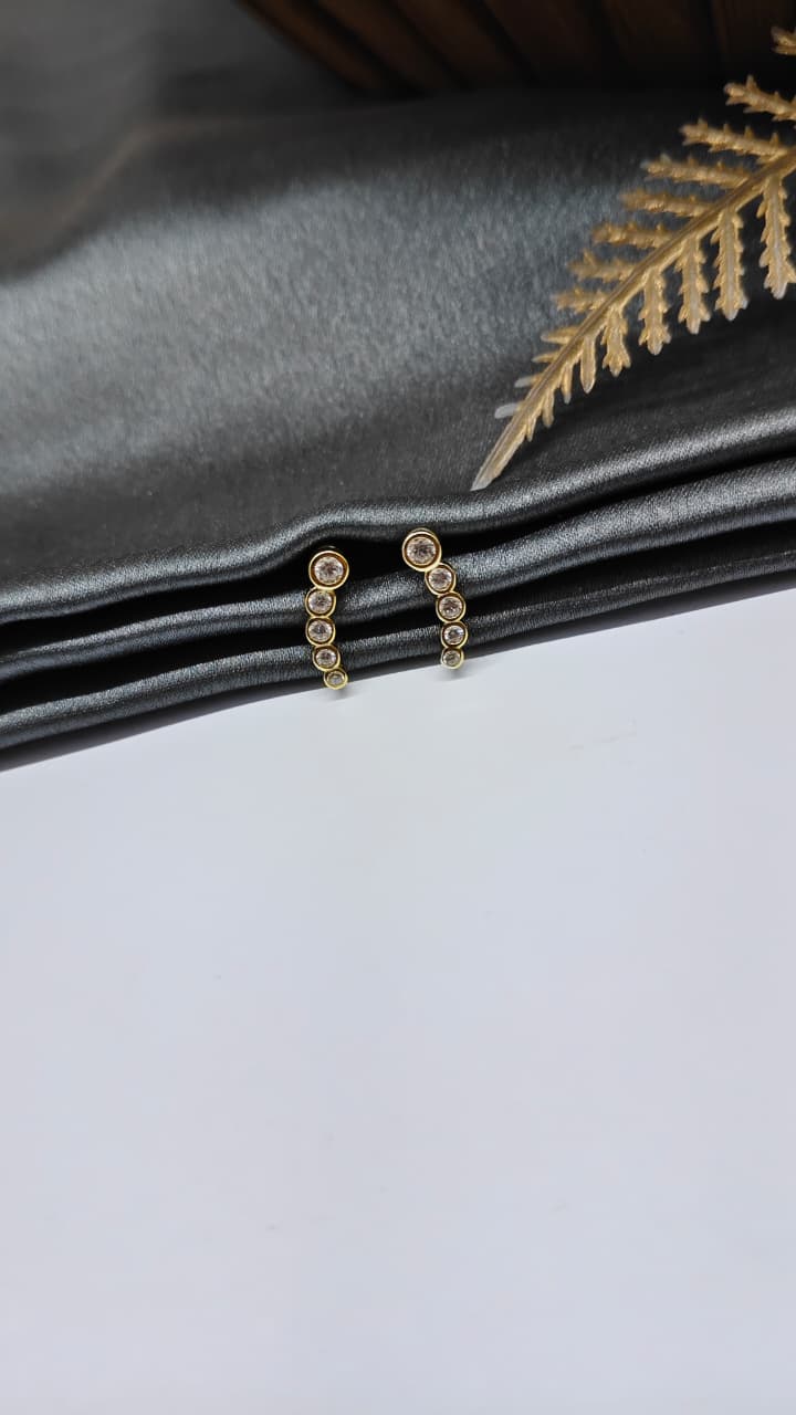 925 Silver Rose Gold 5 White Stone Design Bugadi Earrings