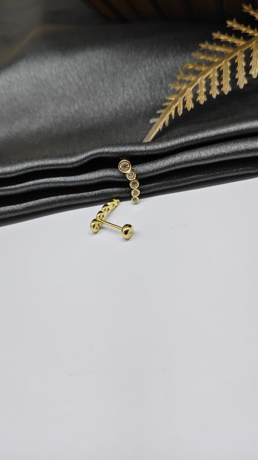 925 Silver Gold 5 White Stone Design Bugadi Earrings