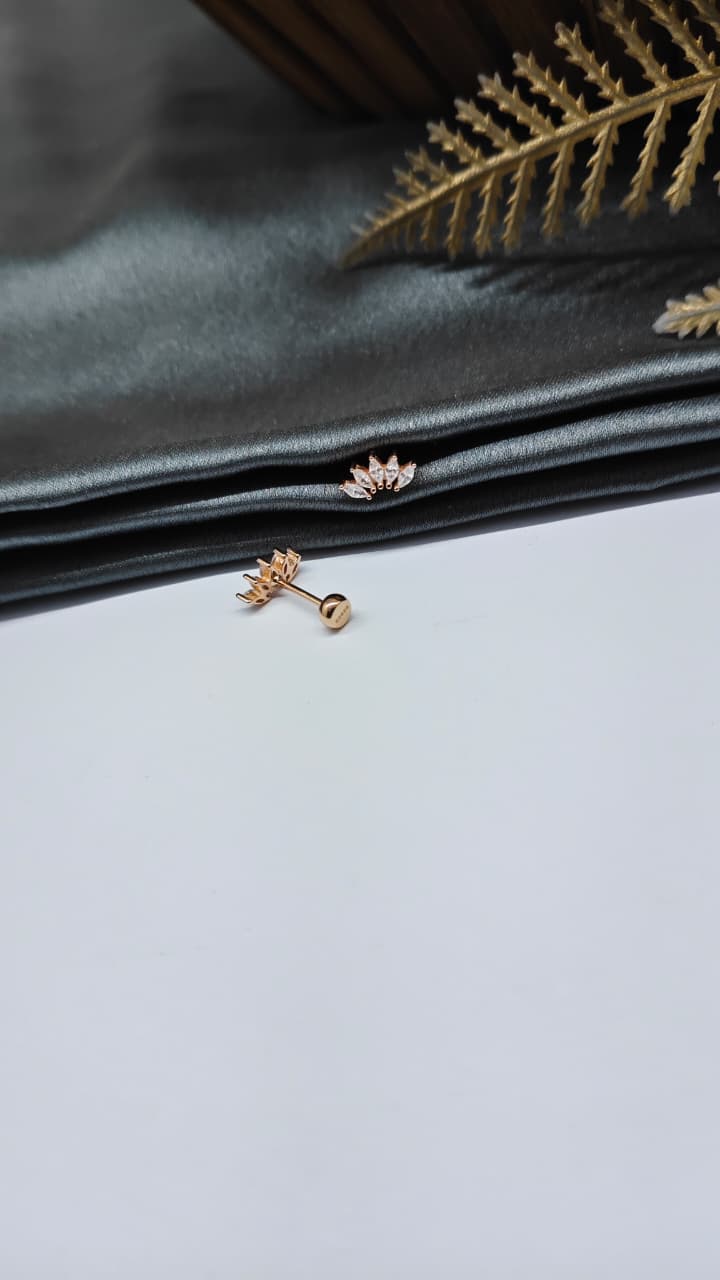 925 Silver Rose Gold 5 White Stone Design Bugadi Earrings