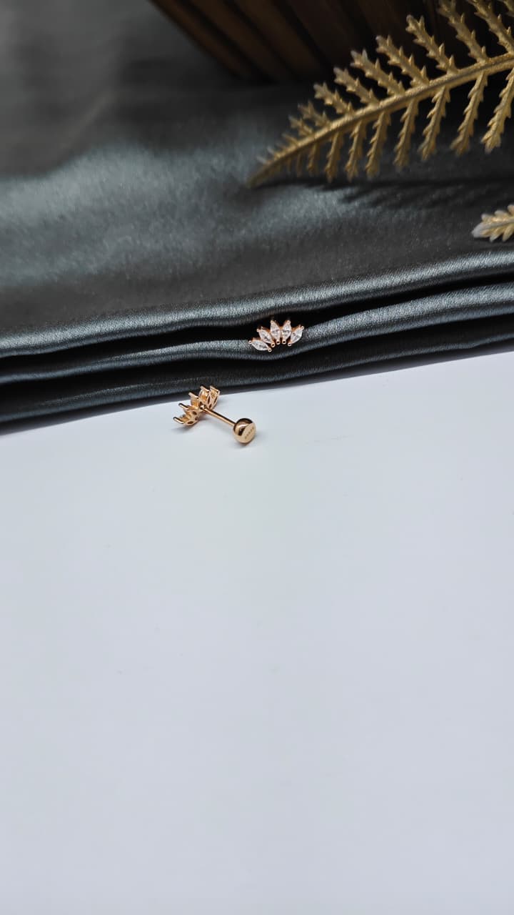 925 Silver Rose Gold 5 White Stone Design Bugadi Earrings