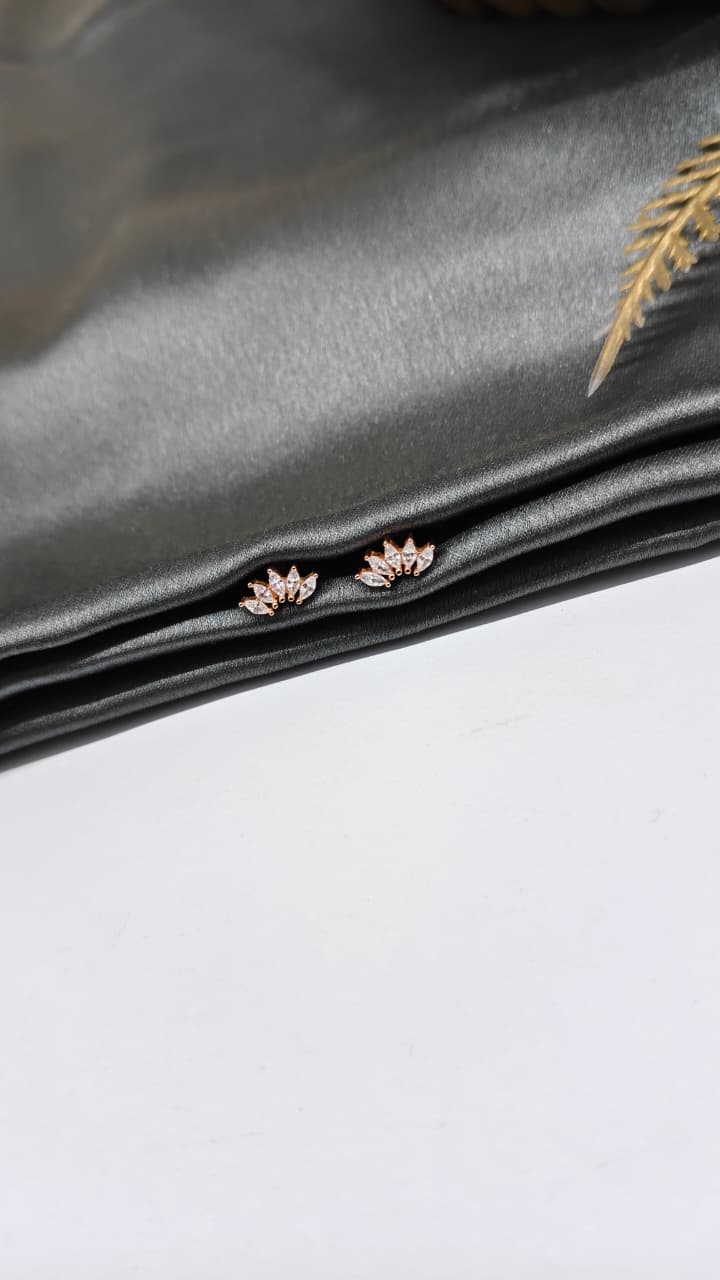 925 Silver Rose Gold 5 White Stone Design Bugadi Earrings