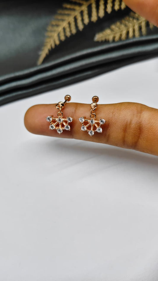 925 Silver Rose Gold White Stone Hanging Design Bugadi Earrings