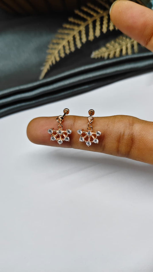 925 Silver Rose Gold White Stone Hanging Design Bugadi Earrings