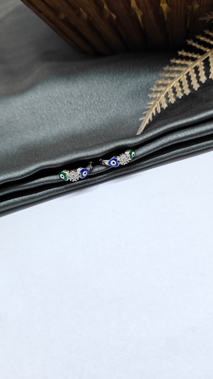 925 Silver Regular Colour White Stone Green, Red And Blue Evil Eye Arrow Design Balli / Earrings