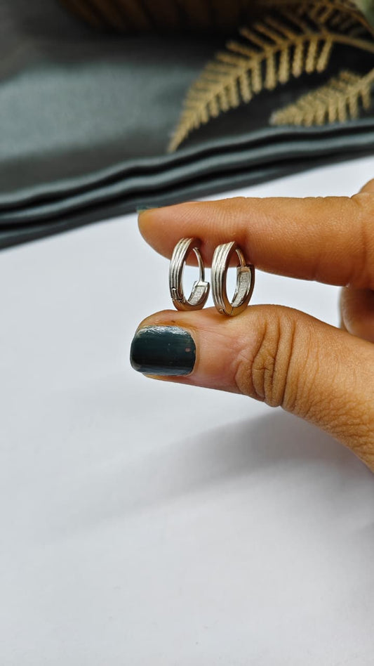 925 Silver Regular Colour Double Side Line Design Balli / Earrings