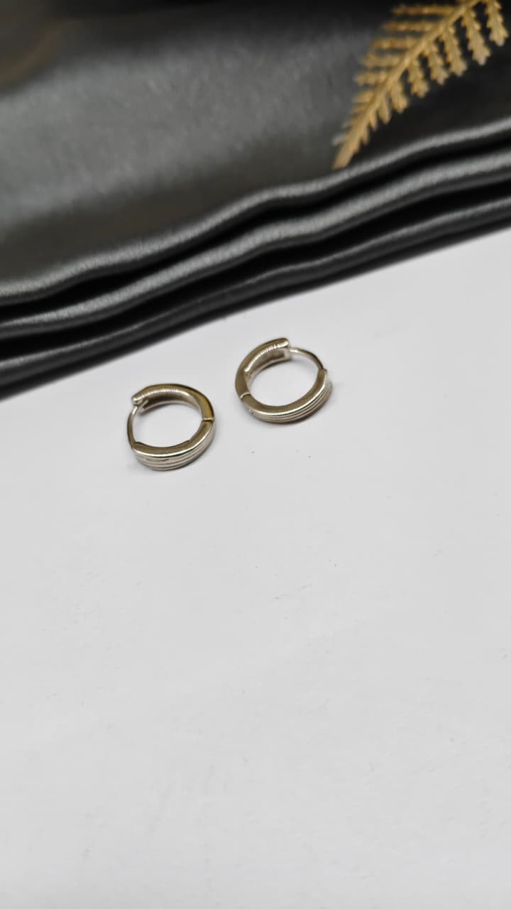 925 Silver Regular Colour Double Side Line Design Balli / Earrings