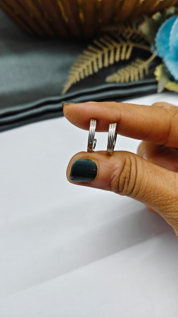 925 Silver Regular Colour Double Side Line Design Balli / Earrings