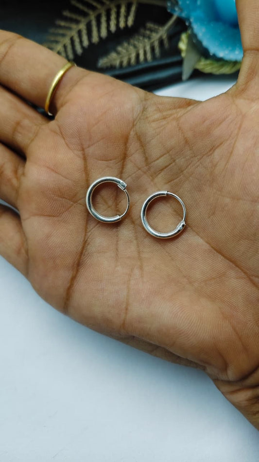925 Silver Regular Colour Medium Size Plain Design Balli / Earrings