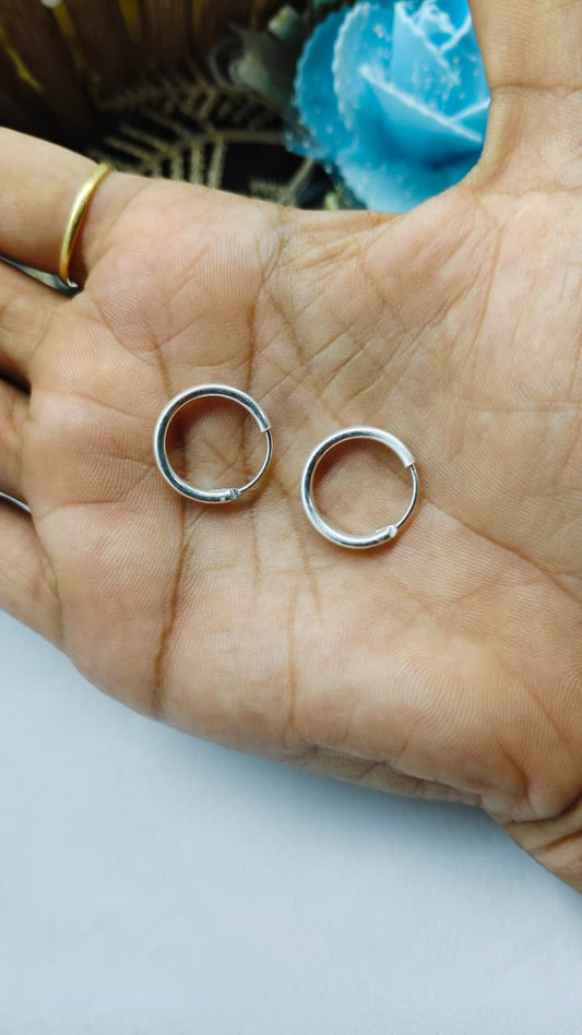 925 Silver Regular Colour Large Size Plain Design Balli / Earrings