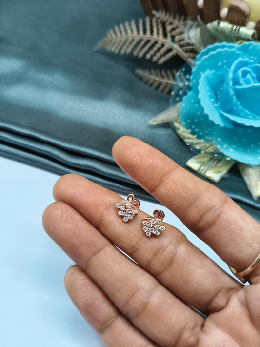 925 Silver Rose Gold White Stone Swan Design Bugadi Earrings