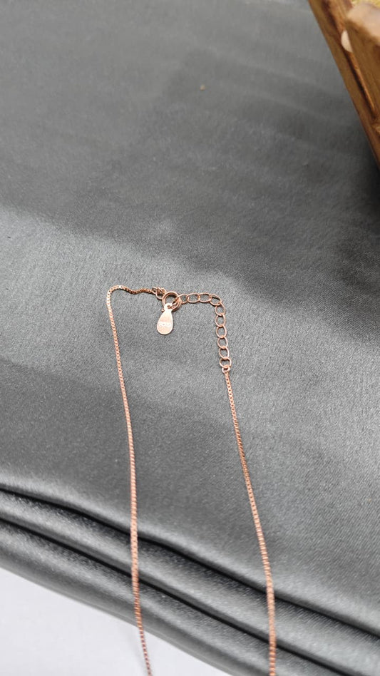 925 Silver Rose Gold Colour Peacock Design White Stone Chain With Pendant
