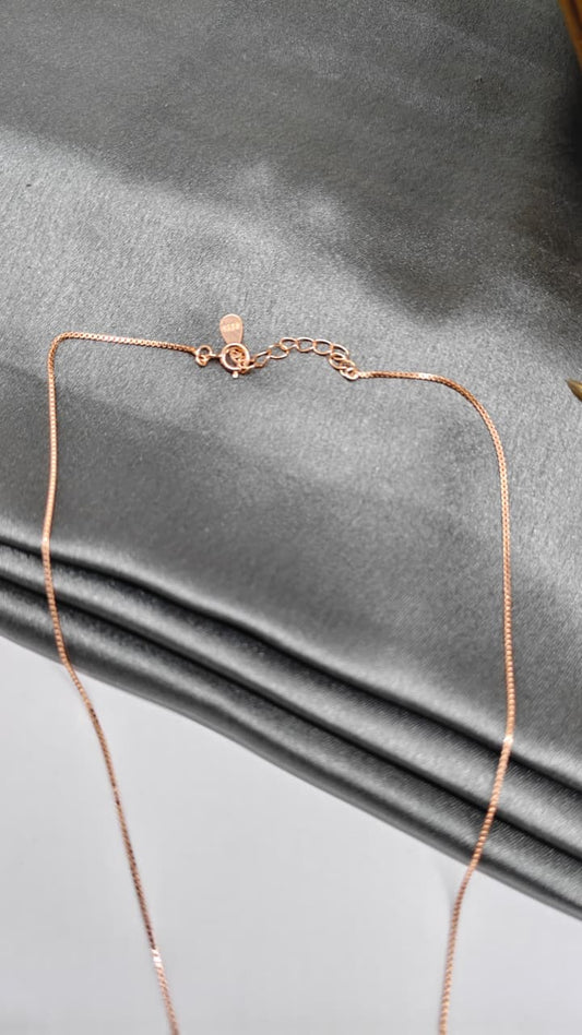 925 Silver Rose Gold Colour Peacock Design Pink With White Stone Chain With Pendant