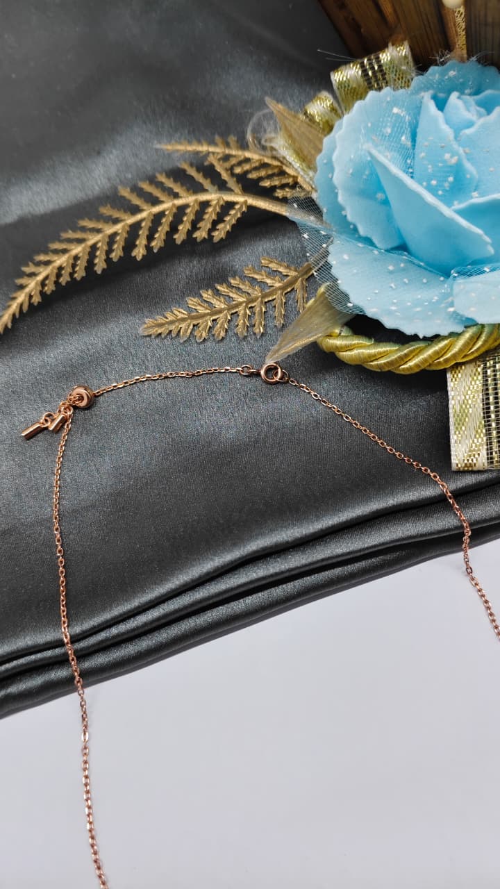 925 Silver Rose Gold Colour Hanging Design White Stone Chain Pendant