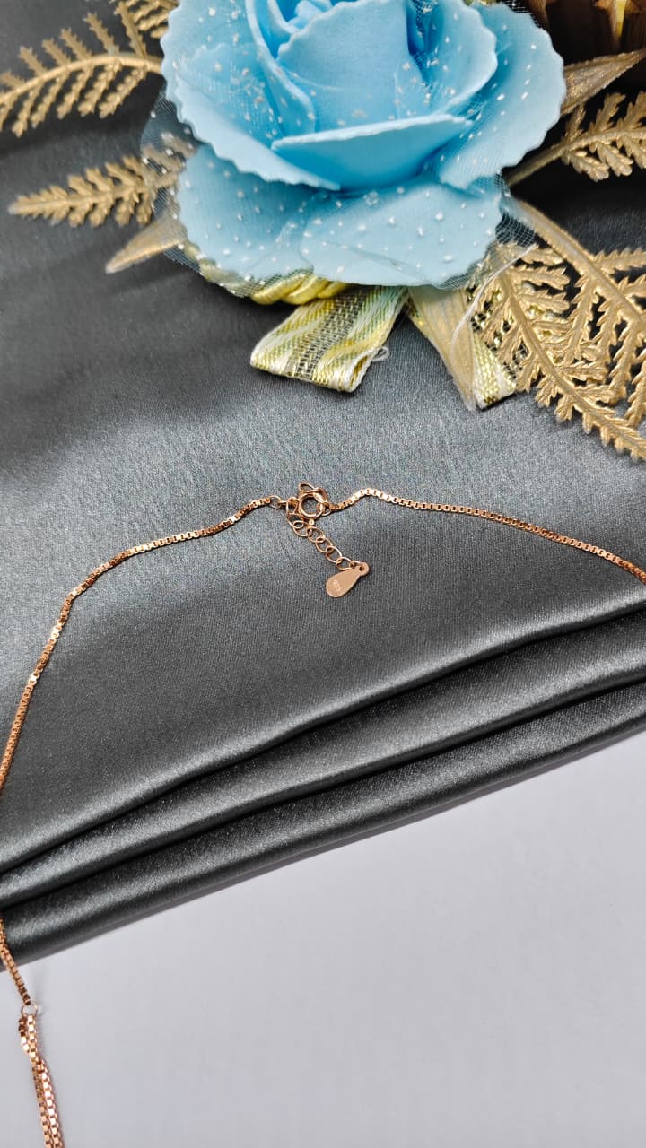 925 Silver Rose Gold Colour Double Layer Butterfly Design White Stone Chain Pendant