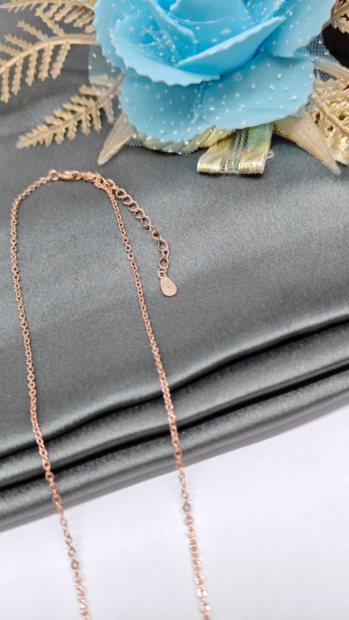 925 Silver Rose Gold Colour Swan Design Blue White Stone Chain Pendant