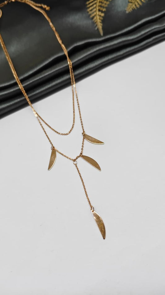 925 Silver Rose Gold Colour Double Layer Leaf Hanging Design Chain Pendant
