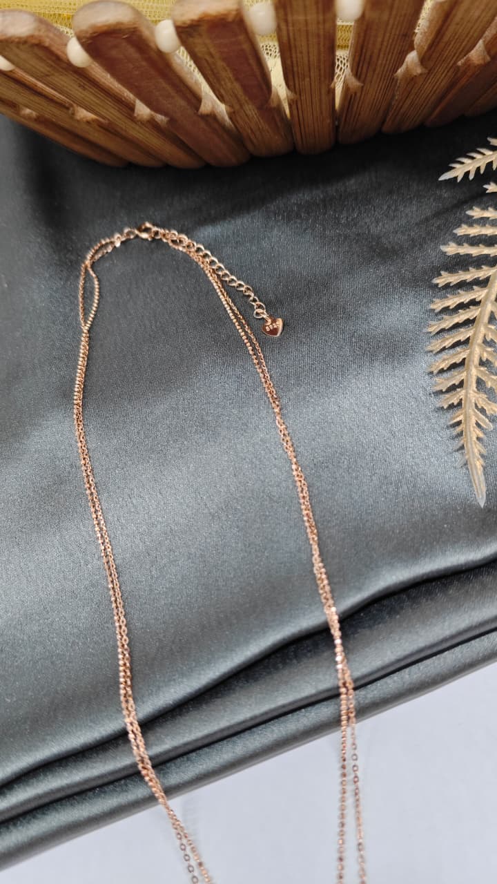 925 Silver Rose Gold Colour Double Layer Leaf Hanging Design Chain Pendant