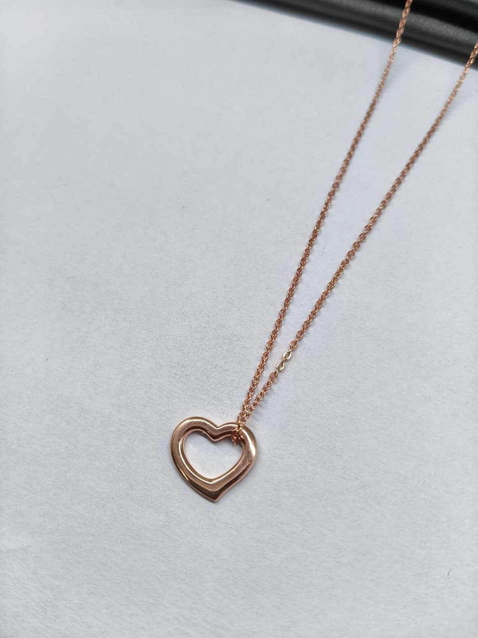 925 Silver Rose Gold Colour Red Enamel Heart Design Chain With Pendant