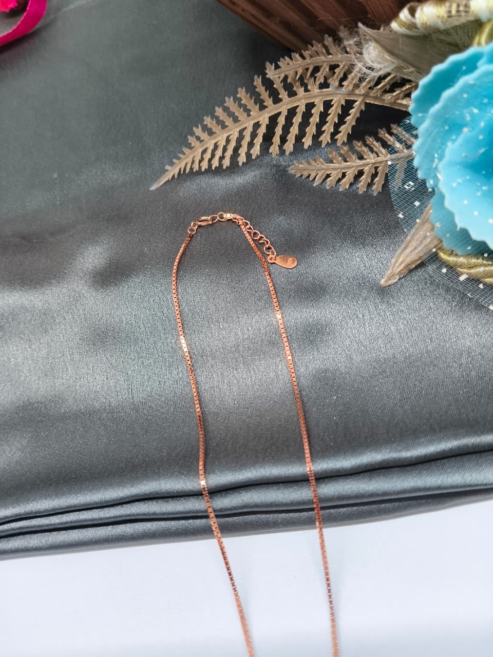 925 Silver Rose Gold Colour Double SIde Pink\ White Enamel Flower in Heart Design With White Stone Chain With Pendant